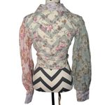Free People  M Patchwork Floral Print Tie Front Blouse Photo 3
