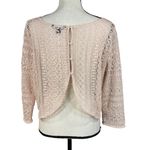 American Eagle  Large Crop Top Crochet Mesh Sheer 3/4 Sleeve Stretch Rear Button Photo 4