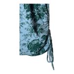 Pilcro Shirt Women Small Blue Green Floral Crew Neck Ruched Tie Sides Top Boho Photo 4