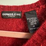 EXPRESS Vintage Lambswool Festive Red Sweater Size Medium Boucle Speckled Knit Soft Photo 2