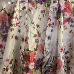 Womens Satin Kimono Sleep Robe M 40” White W/ Pink Purple Floral Flowers Size M Photo 1