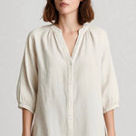 ZARA  women linen blend shirt tunic button down Beige Natural M and L Photo 0