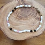 Freshwater Pearl Onyx Pink Crystal Bead Bracelet Photo 0