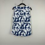 Ariella | Navy and White Textured Paisley Crossover Front Blouse Size Large Photo 4