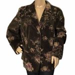 J.Jill Autumn Floral Velour Blazer Brown Large L Photo 0