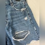American Eagle  Pride Medium Wash Denim Highest Rise Baggy Shorts Distressed; 14 Photo 2