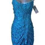 Dolce & Gabbana  Petrol Blue Ruched Lace Bustier Dress Photo 0