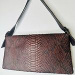DONALD J PLINER Dark Brown Crocodile Embossed Snap Closure Shoulder Handbag Photo 4