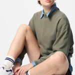 Uniqlo 100% Cotton Sweatshirt Olive Green NWT XS Photo 0