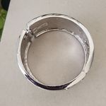 Vintage Silver Green Equestrian Horse Clamper / Hinge Bracelet Photo 5