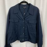 Rag and Bone Navy Blue Linen Blend Piper Cropped Jacket Sz.XL NWT Photo 6