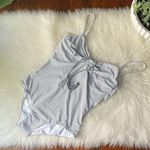 Striped One Piece Swimsuit Grey & White by Enfasis NWOT Gray Size 8 Photo 0