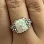 Exquisite Stainless Steel Silver Fire Opal Ring Photo 0