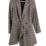 Jay Godfrey Plaid Longline Blazer Jacket Brown Check Lined Wool Blend XS/S est Blue Photo 1