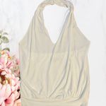 EXPRESS White Sleeveless Draped Tank Top Photo 1