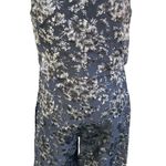 Vintage 60s Brocade Zip Front Vest Jumpsuit Black Silver Floral Costume Size M Photo 8