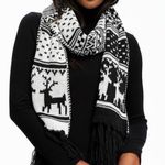 Old Navy , black and white fringe deer scarf Photo 0