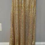 Modern Metallic Gold Sequin Mermaid Sleeveless Evening Long Dress Size M Photo 4