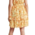 Collective Concepts Womens Floral Smocked Waist Halter Dress Yellow Medium NWOT Photo 1
