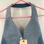 Free People x TRICIA FIX Split Denim Vest Size Extra Small Patchwork Halter NWT Photo 14