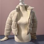 Ci Sono  Beige Corduroy Puffer Jacket Photo 0