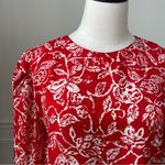 Vintage 80s St Gillian 100% Silk Red White Shift Dress Pouf Sleeve 10 M Photo 2