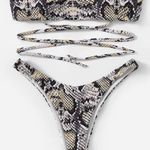 Snake Print Waist Tie Bikini Multiple Photo 0