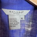 Sandro  Lavender Linen Blend Sleeveless Top Pleated Peplum Self Tie Belt Size XL Photo 6