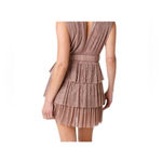 Sabina Musayev Deep V, Tiered Skirt, Belted Mini Dress in Blush, Size Medium Pink Photo 1