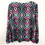 Tracy Negoshian Blouse Kinlee Lace Up Loose Fit Tunic Watercolor Ikat Sz S EUC Photo 5