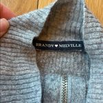 Brandy Melville  Cropped Sweater Cashmere Blend Quarter Zip Mock Neck Grey OS Photo 3