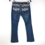 Premire by Rue 21 Womens Jeans Slim Boot Embroidered Dark Wash 1/2S Blue Size 2 Photo 1