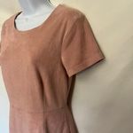 AQUA Faux Suede Pink Dress Sz Medium Soft Girl Asymmetric Hem Faux Wrap Career Photo 4