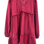 BALI ELF Made By Hand‎ 100% Cotton Tiered Babydoll Mini Dress Plus Size 3X Red Photo 0