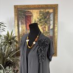 Kupcake Women’s Gray Open Front Blouse Small Floral Applique Drape Cardigan Photo 3