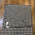 Vintage Charlotte Neuville Houndstooth Wool Mohair Scarf Wrap Shawl Fringe NWT Black Photo 1