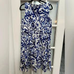 Ralph Lauren Lauren  Paisley Floral Blue & White Sleeveless Shift Dress Size 14 Photo 4