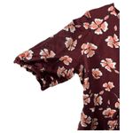 Alfani Linen Floral Burgundy Boho Bohemian Modest High Neck Blouse Size Medium Red Photo 6