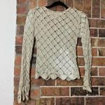 Vintage 90βs Cream crochet cardigan with ruffle sleeves and tie front Photo 1