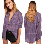 Free People  Women's Break My Stride Button Up Shirt, Violet Combo Photo 1