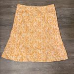 Gap Orange Floral Print Midi Fit & Flare Skirt Size 10 Photo 3