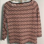 Dana Buchman  Womens Large Knit Top Quiet Luxury Tan Black Stripe Photo 4