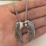 Angel Wings Pendant Necklace for Men Women Streetwear Punk Hip Hop Unisex Style Silver Photo 3