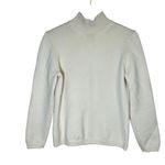 Ann Taylor  100% Italian Merino Wool Mock Turtleneck Sweater Size L Cream Preppy Photo 10