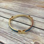 5/$35‎ Occasionally Made Enamel Goldtone Teal Bow Bracelet Bangle Blue Photo 1