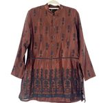 Vtg 90s Chico's Design Tunic Button Top Sz 2 Boho Sheer Burnout Whimsigoth Art Brown Photo 0