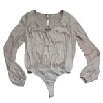 Free People Smockin’ and Rockin’ Long Sleeve Flowy Bodysuit | Grey | Small Photo 2