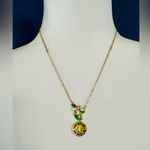 Betsey Johnson Flower and Gems Pendant Necklace Yellow π and Green NWT Photo 2