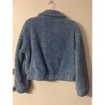 Urban Outfitters  UO Teddy Bomber Blue Sherpa Full Zip‎ Crop Jacket S Photo 1