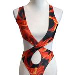ALT NWT Juno One Piece Swimsuit Women’s Size XS Red Cutout Crossover Fiamma Blue Photo 0